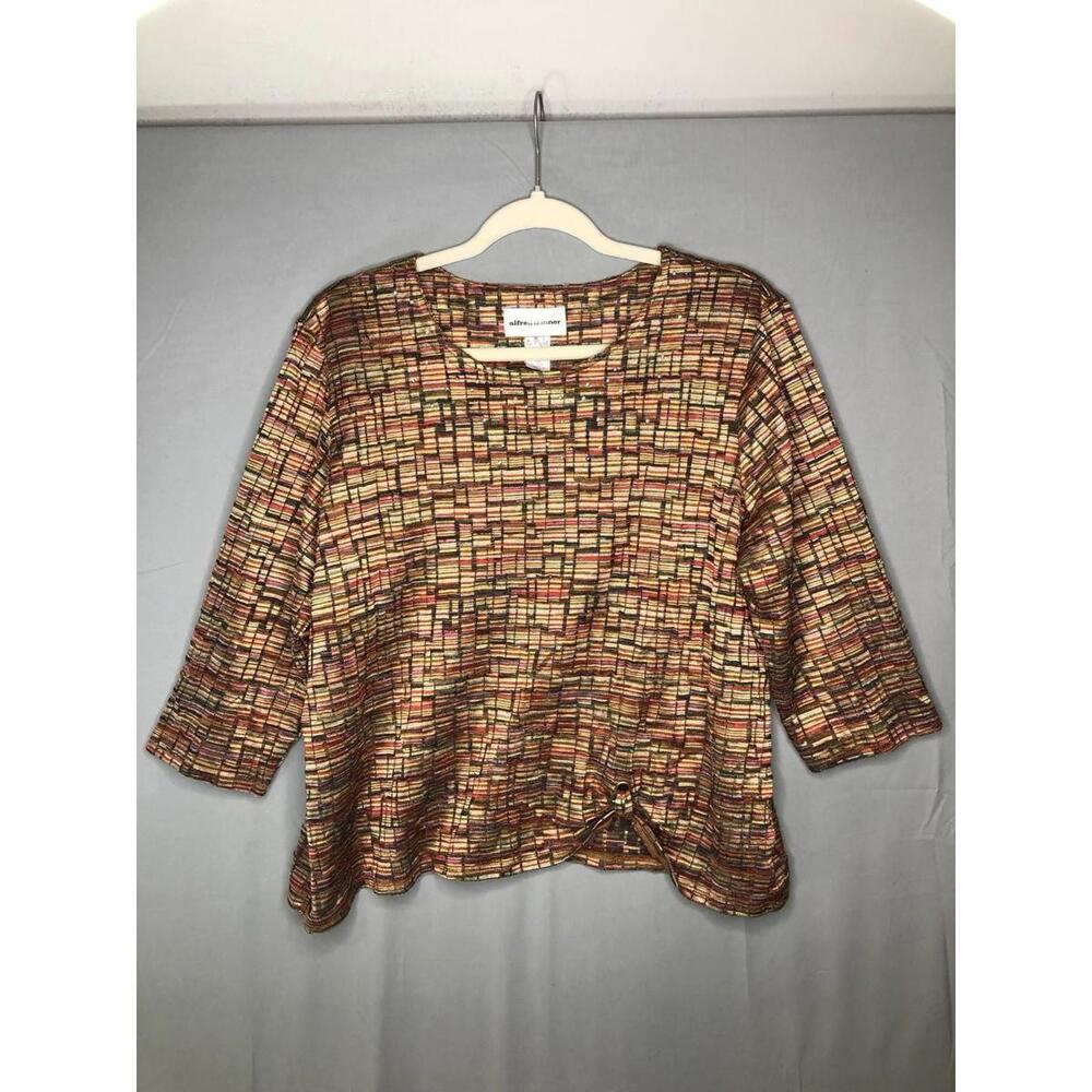 Alfred Dunner Jewel Tone Metro Boxy Tunic Business Attire Women’s Size L Blouse